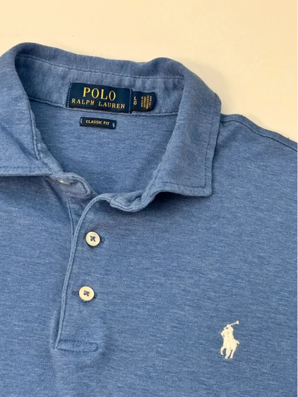 Men's Polo Ralph Lauren Classic Fit Heather Blue Polo Shirt Size Large